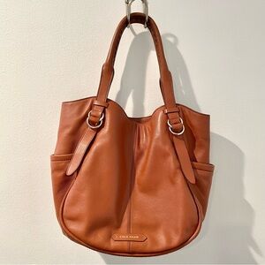 COLE HAAN Orange Tan Leather Tote